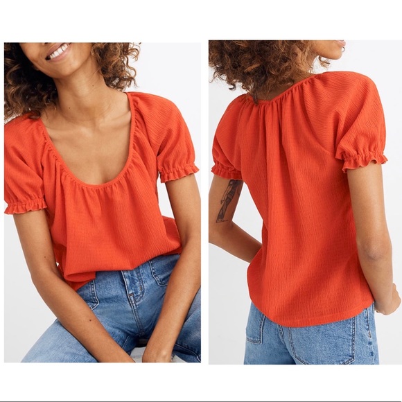 Madewell Tops - Madewell Texture and Thread Red Peasant Top S